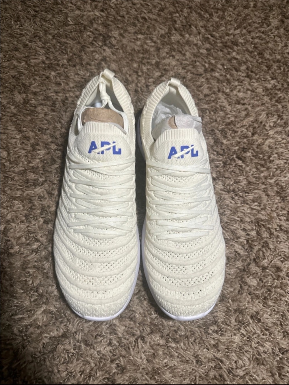APL Knit Slip-On Sneakers in Cream with Blue Logo